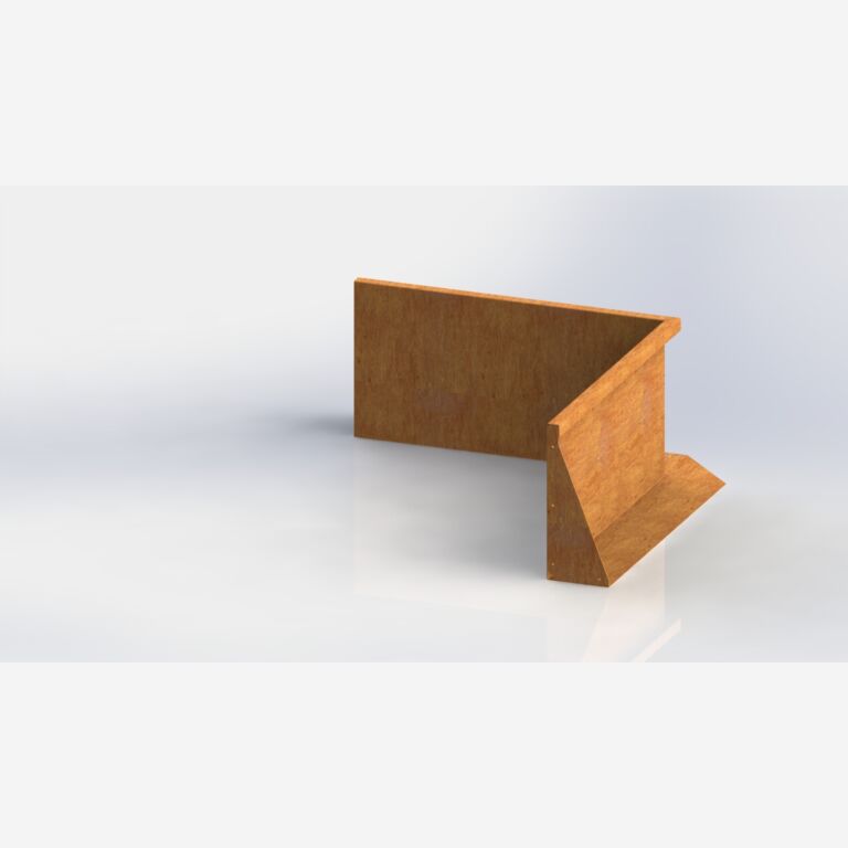 Innenecke der Stützwand aus Cortenstahl 1000x1000mm (Höhe 500mm)