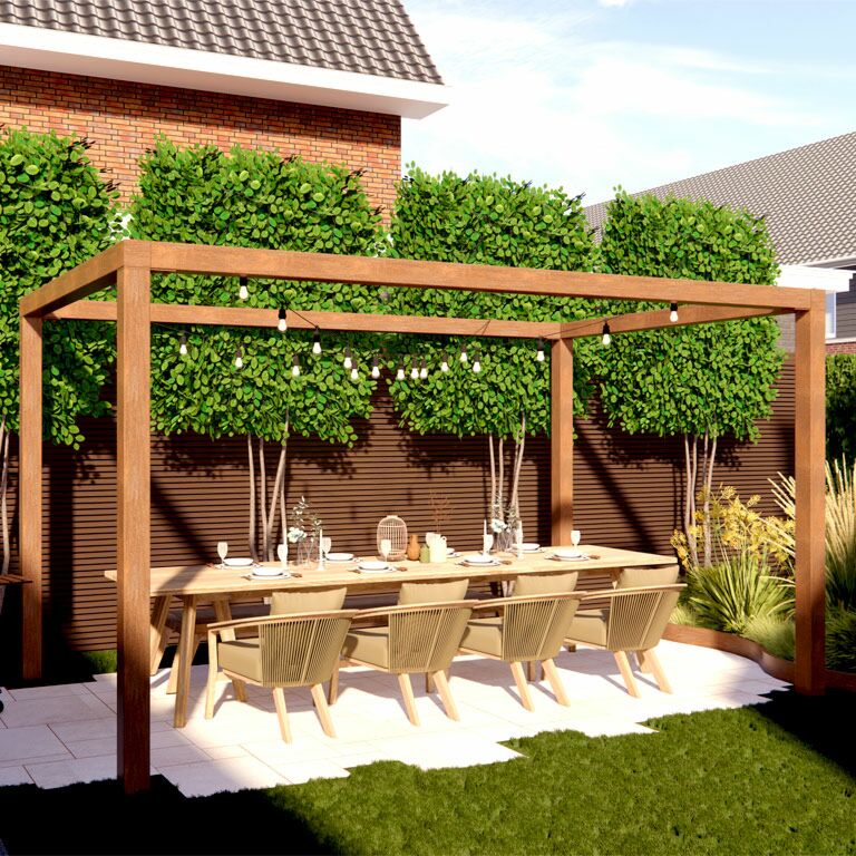 Viereckige Pergola aus Cortenstahl 424 x 300 cm