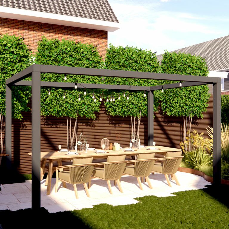 Viereckige Pergola aus pulverbeschichtetem Stahl 274 x 250 cm