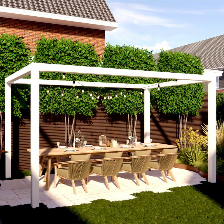 Viereckige Pergola aus pulverbeschichtetem Stahl 224 x 200 cm