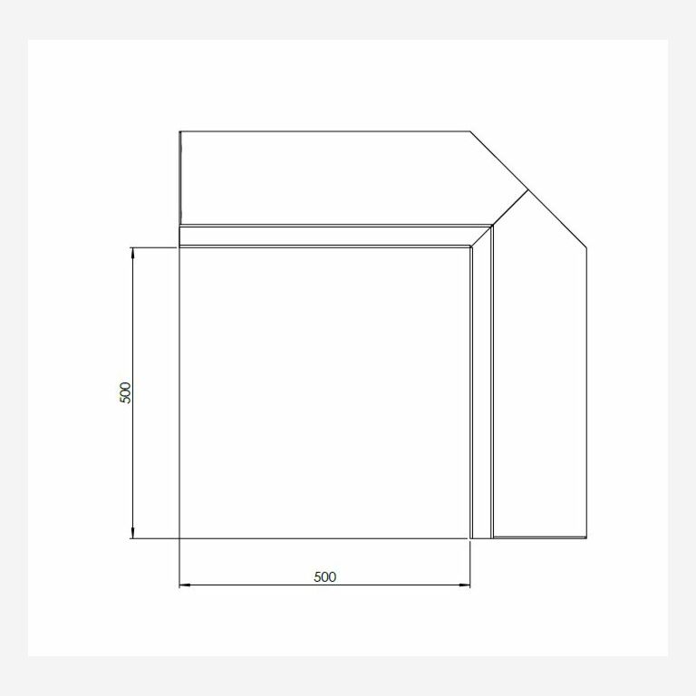Innenecke der Stützwand aus pulverbeschichtetem Stahl 500x500mm (Höhe 400mm)