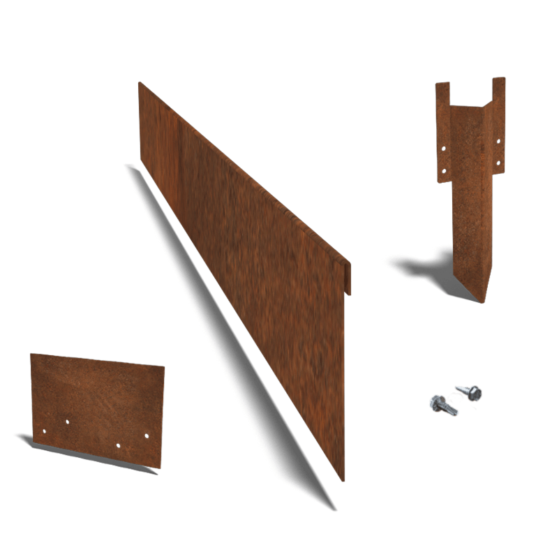 Cortenstahlkanten abgeflacht 13 cm Komplettsatz pro 15 Meter