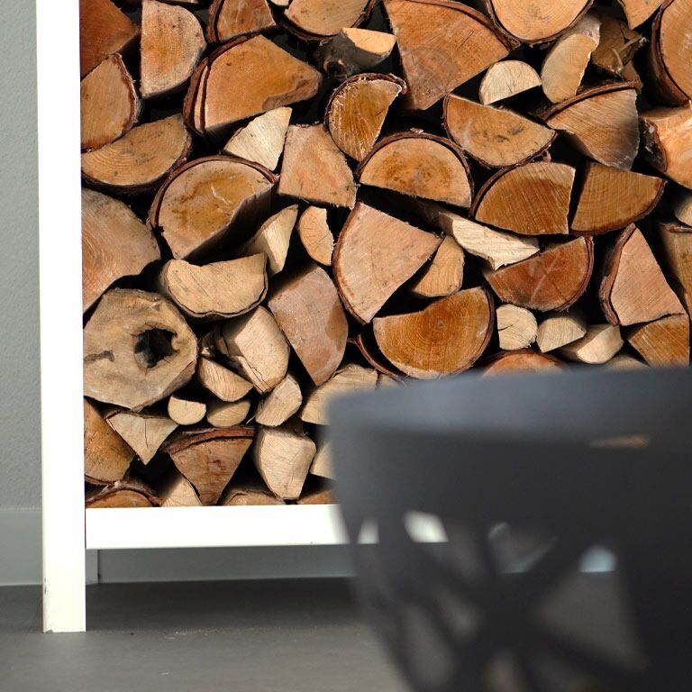 Holzlager aus pulverbeschichtetem Stahl Indiana 100 x 100 x 40 cm