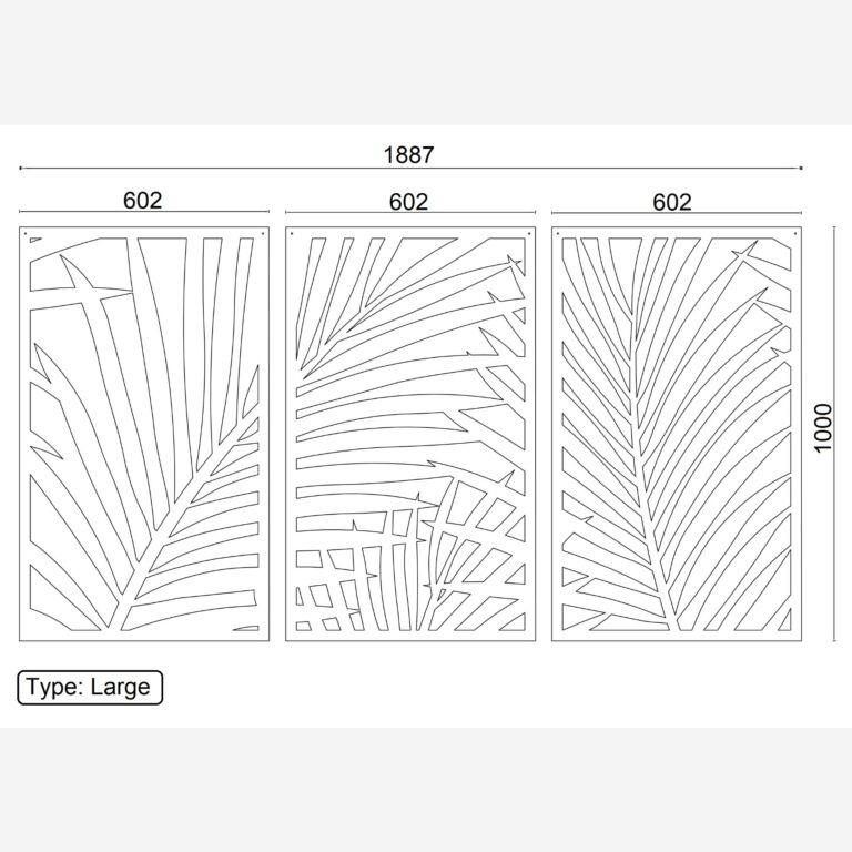 Wanddekoration aus Cortenstahl Ferns 3-parts