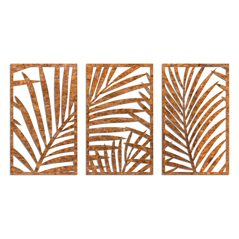 Wanddekoration aus Cortenstahl Ferns 3-parts