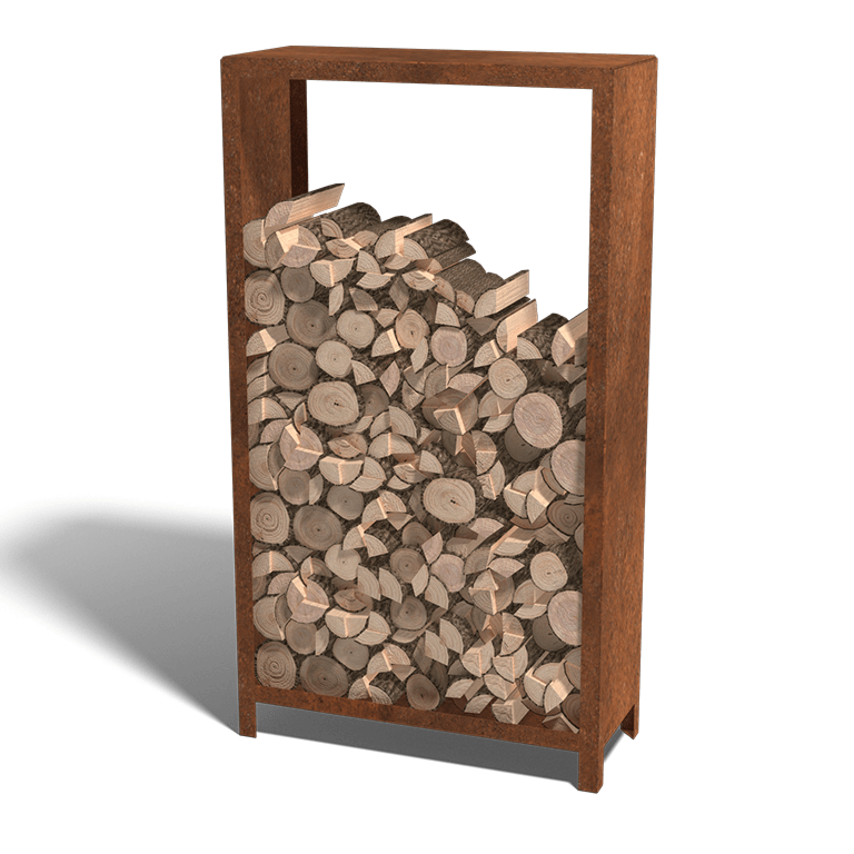 Holzlager aus Cortenstahl Indiana 180 x 100 x 40 cm