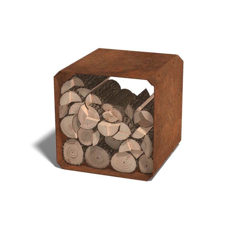Holzlager aus Cortenstahl Colorado - 1 Stück