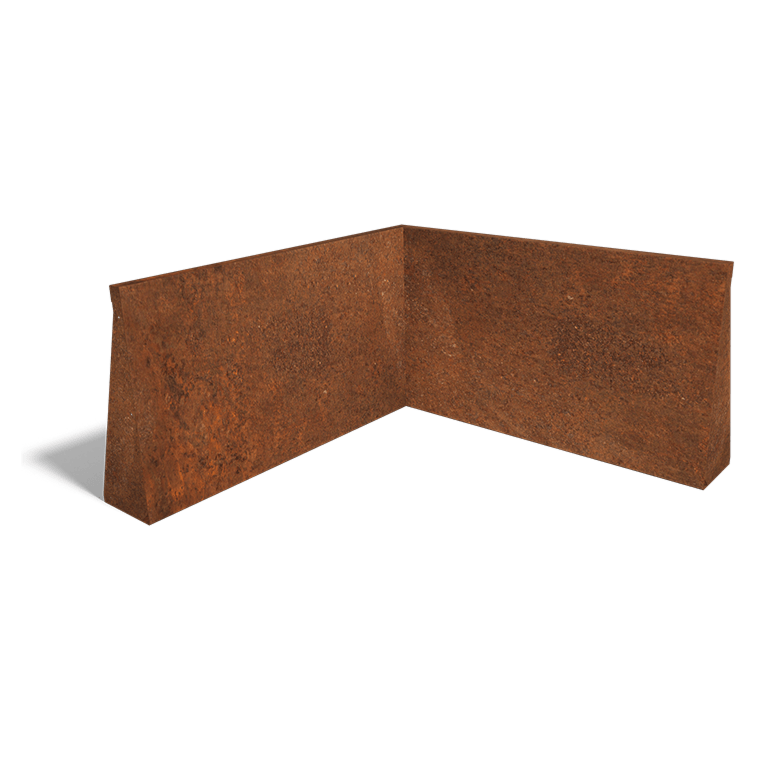Innenecke der Stützwand aus Cortenstahl 1000x1000mm (Höhe 600mm)