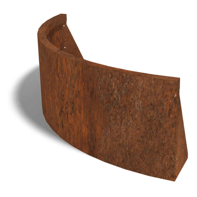 Stützwand aus Cortenstahl Außenbogen 1000x1000mm (Höhe 400mm)