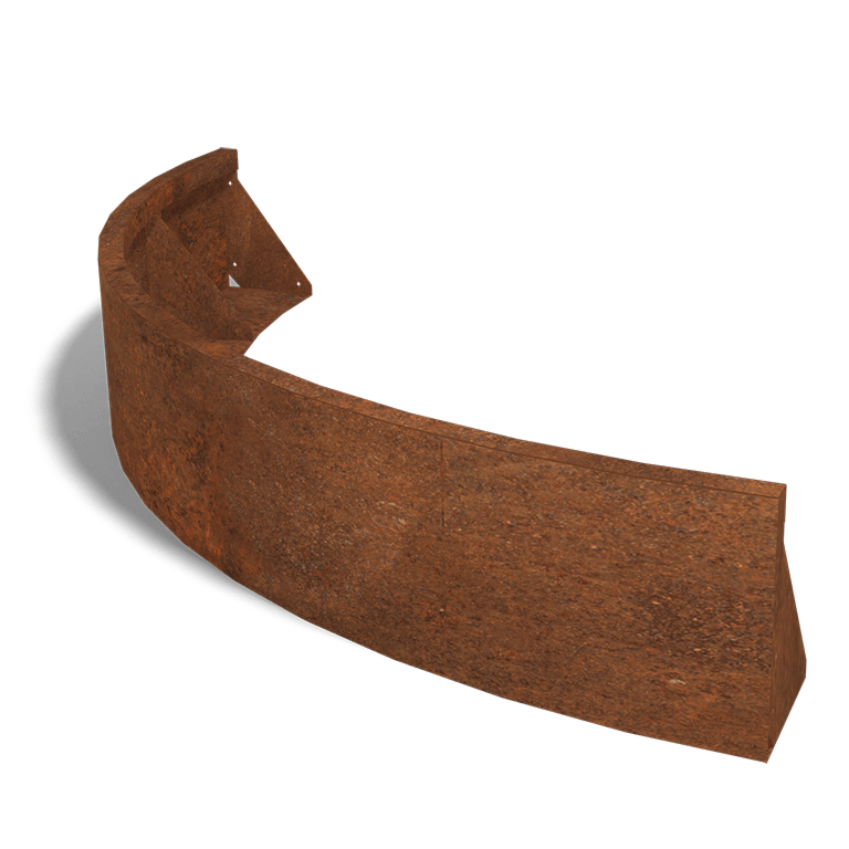 Stützwand aus Cortenstahl Außenbogen 1500x1500mm (Höhe 300mm)