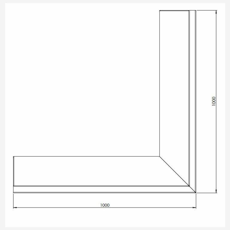 Außenecke der Stützwand aus pulverbeschichtetem Stahl 1000x1000mm (Höhe 300mm)