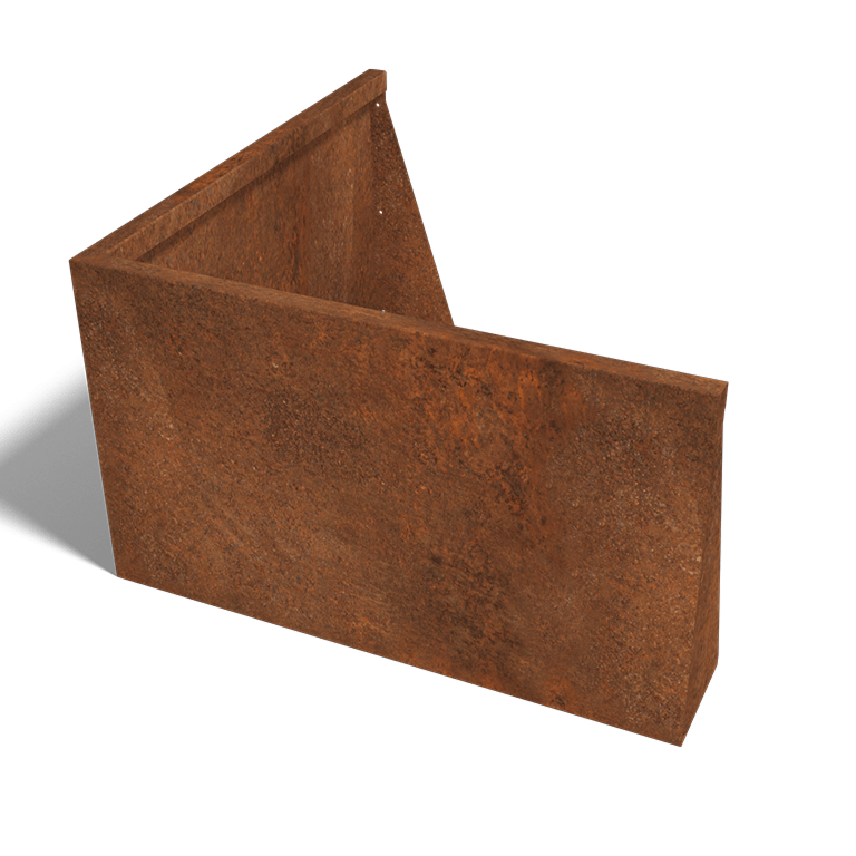 Außenecke der Stützwand aus Cortenstahl 1000x1000mm (Höhe 600mm)