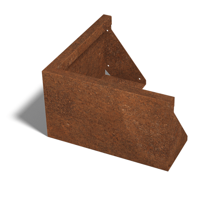 Außenecke der Stützwand aus Cortenstahl 500x500mm (Höhe 300mm)