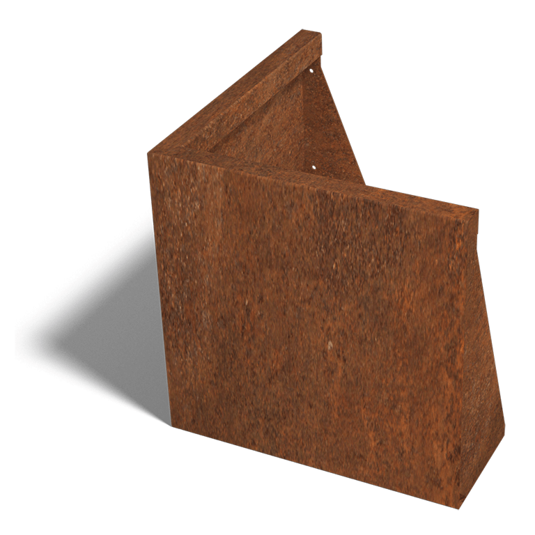 Außenecke der Stützwand aus Cortenstahl 500x500mm (Höhe 500mm)