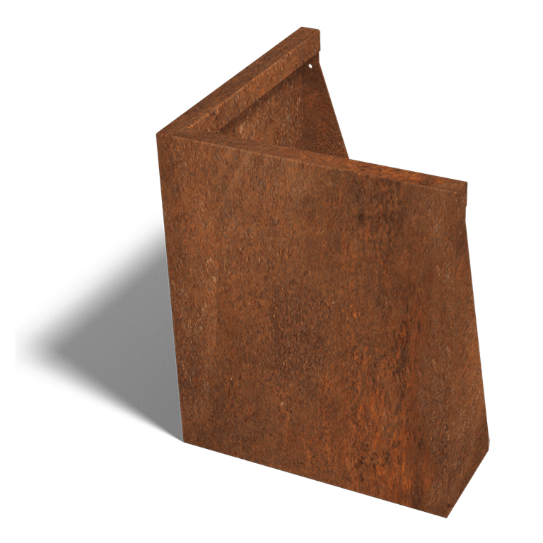 Cortenstahl-Stützmauer Außenecke 50 x 50 cm (Höhe 60 cm)