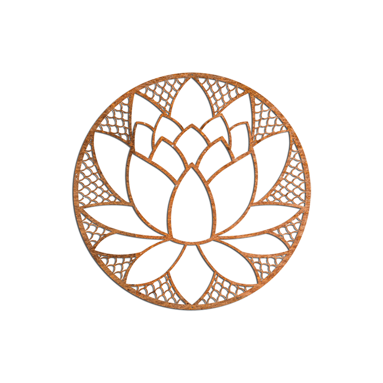 Wanddekoration aus Cortenstahl Lotus Flower