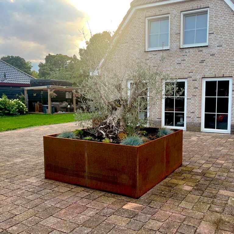Hochbeet aus Cortenstahl Miami xxl 240 x 240 cm