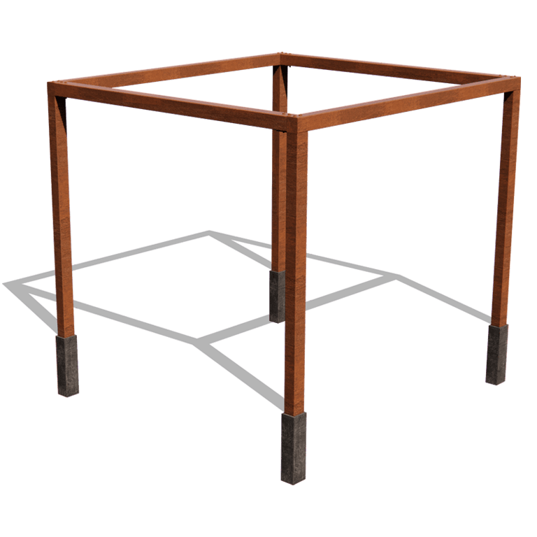 Viereckige Pergola aus Cortenstahl 324 x 300 cm