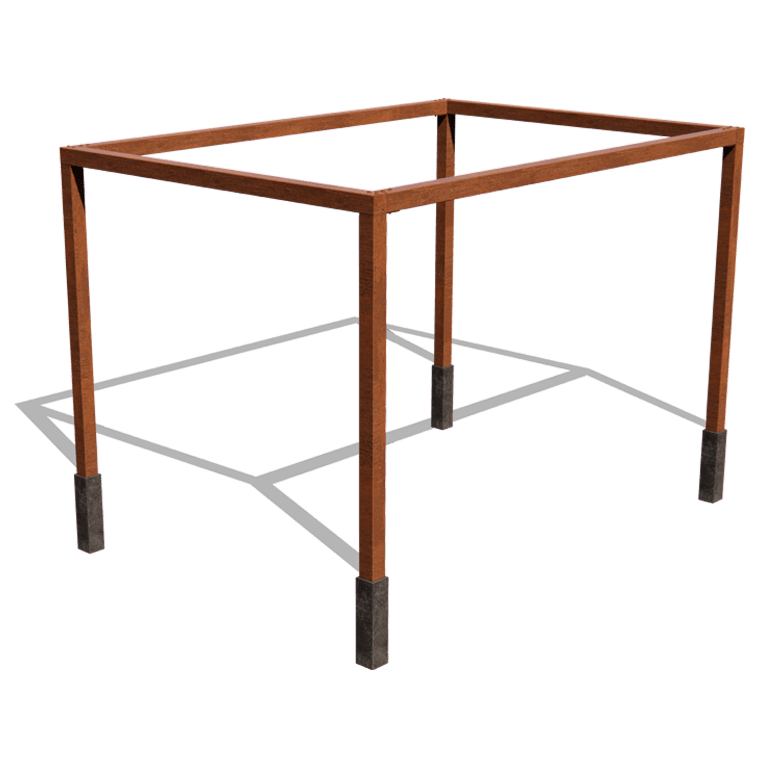 Viereckige Pergola aus Cortenstahl 424 x 300 cm