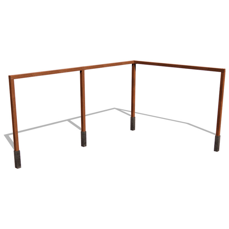 Eck-Pergola aus Cortenstahl 600 x 412 cm