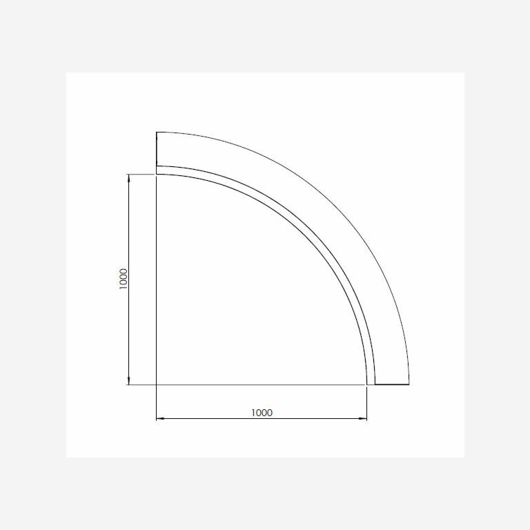 Innenbogen der Stützwand aus pulverbeschichtetem Stahl 1000x1000mm (Höhe 300mm)