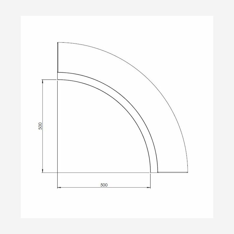Innenbogen der Stützwand aus pulverbeschichtetem Stahl 500x500mm (Höhe 400mm)