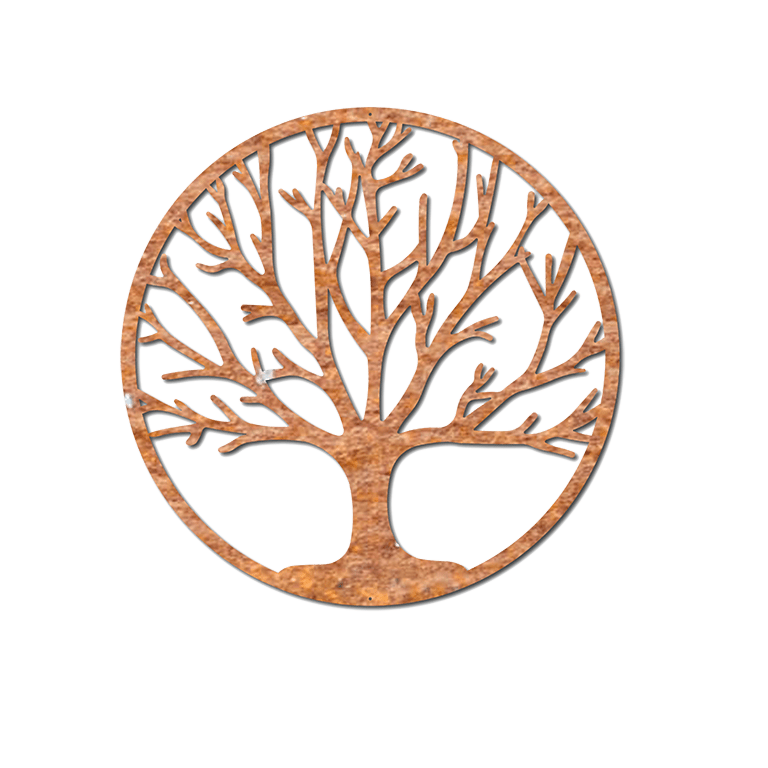 Wanddekoration aus Cortenstahl Baum
