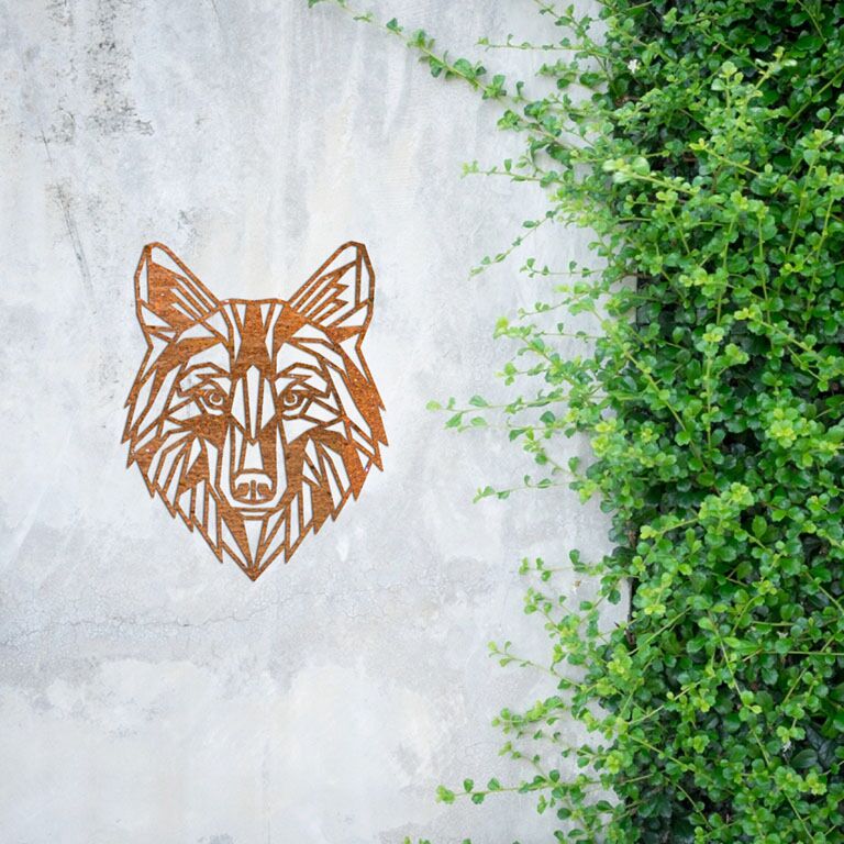 Wanddekoration aus Cortenstahl Wolf 1.0