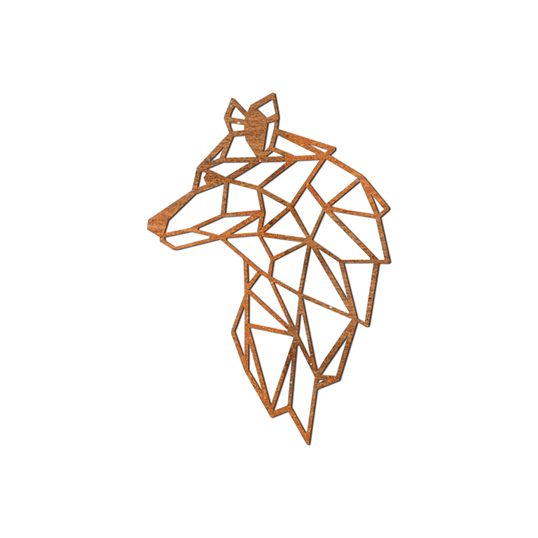 Cortenstahl Wanddekoration Wolf 2.0