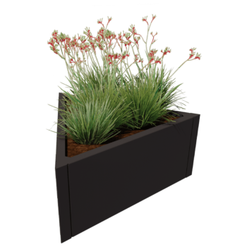 Pflanzkübel aus Stahl - Dreieckig gleichseitig - 90,6 x 78,3 x 40 cm - RAL9010 matte (weiß) - Ohne Bodenplatte