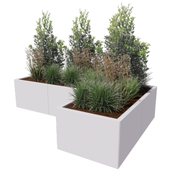 Pflanzkübel aus Stahl - L-Form - 180 x 120 x 30 cm - Andere RAL farbe - Ohne Bodenplatte