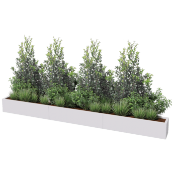 Hochbeet XXL aus Stahl - Rechteckig - 360 x 30 x 30 cm - RAL9010 matte (weiß) - Mit Bodenplatte