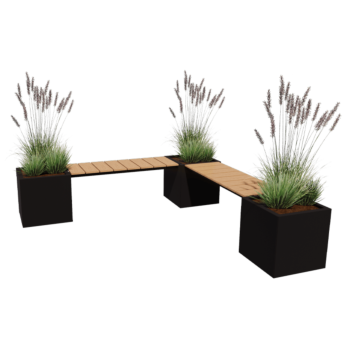 Pflanzkübel aus Stahl - Viereckig - Eckanordnung - 221,2 x 221,2 x 50 cm - RAL9005 matte (schwarz) - Ohne Bodenplatte - Mit Gartenbank Pflanzkübel aus Stahl - Viereckig - Eckanordnung - 221,2 x 221,2 x 50 cm - RAL9005 matte (schwarz) - Ohne Bodenplatte - Mit Gartenbank