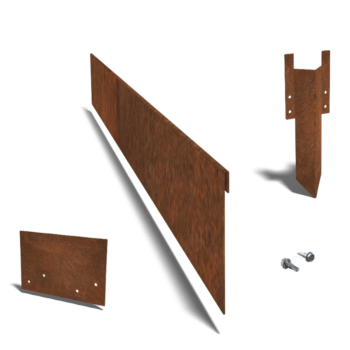 Rasenkante abgeflacht aus Cortenstahl 13 cm Komplettsatz pro 15 Meter