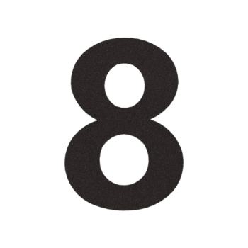 Hausnummer aus Edelstahl 8 - 20,7 x 30 cm - RAL9005 feiner Struktur (schwarz)