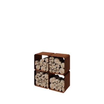 Holzlager aus Cortenstahl Colorado - 4 Stück