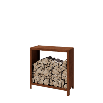 Holzlager aus Cortenstahl Indiana 100 x 100 x 40 cm
