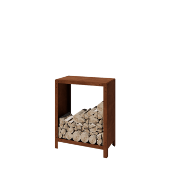 Holzlager aus Cortenstahl Indiana 100 x 80 x 40 cm