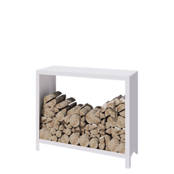 Holzlager aus Stahl - Indiana - 120 x 40 x 100 cm - RAL9010 matte (weiß)