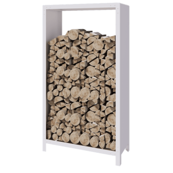 Holzlager aus Stahl - Indiana - 100 x 40 x 180 cm - RAL9010 matte (weiß)