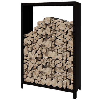 Holzlager aus Stahl - Indiana - 120 x 40 x 180 cm - RAL9005 matte (schwarz)