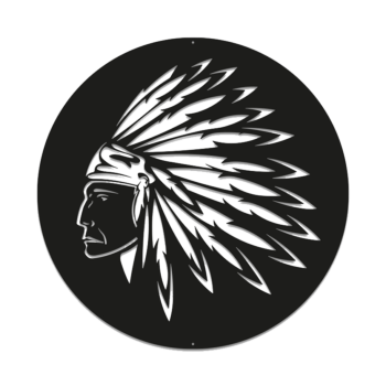 Wanddeko aus Metall - Indianer Small - 50 x 50 cm