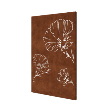 Cortenstahl-Paneel Mohn 120 x 6 x 190 cm