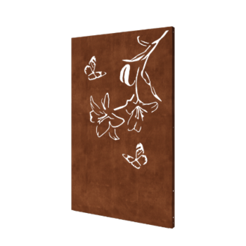 Cortenstahl-Paneel Lilie 120 x 6 x 190 cm