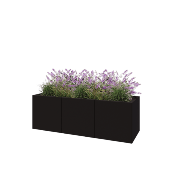 Hochbeet XXL aus Stahl - Rechteckig - 150 x 50 x 50 cm - RAL9005 matte (schwarz) - Mit Bodenplatte