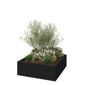 Fiberglas Pflanzkübel - Viereck - 120 x 120 x 40 cm - RAL7021 matte (schwarzgrau) - Mit Boden