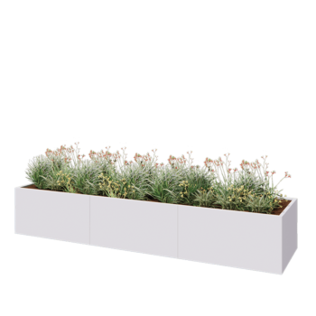 Hochbeet XXL aus Stahl - Rechteckig - 360 x 80 x 60 cm - RAL9010 matte (weiß) - Mit Bodenplatte