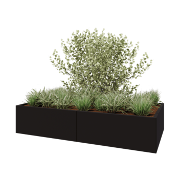 Hochbeet XXL aus Stahl - Rechteckig - 200 x 100 x 40 cm - RAL9005 matte (schwarz) - Mit Bodenplatte