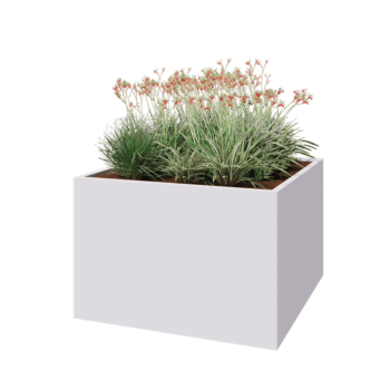 Pflanzkübel aus Stahl - Viereckig - 120 x 120 x 80 cm - RAL9010 matte (weiß) - Ohne Bodenplatte