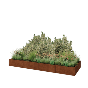 Cortenstahl Hochbeet XXL - Rechteckig - 320 x 100 x 30 cm - Ohne Bodenplatte